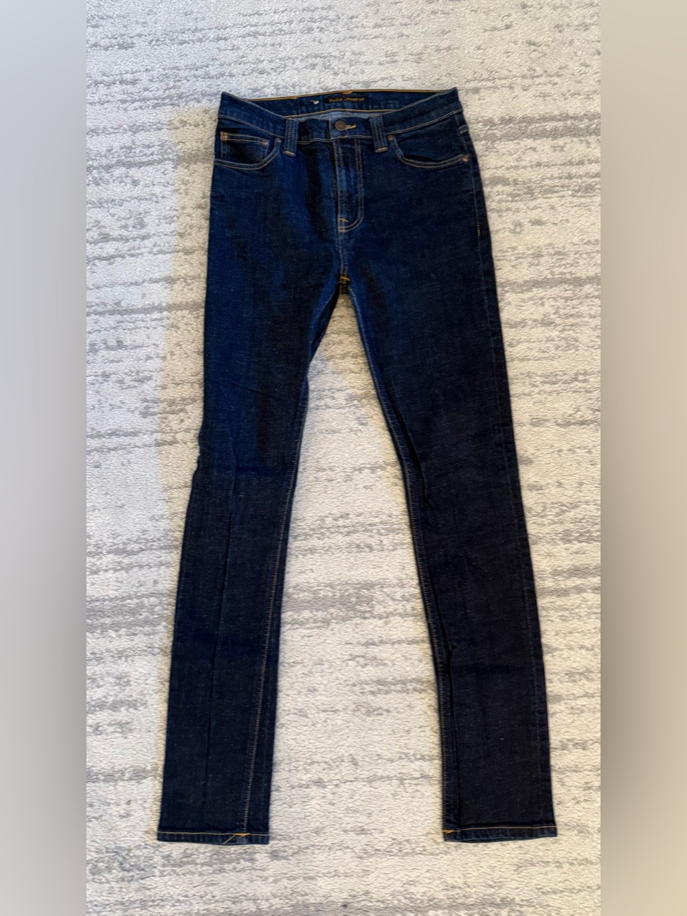 Nudie Jeans Dark Blue Denim with Gold Stitching